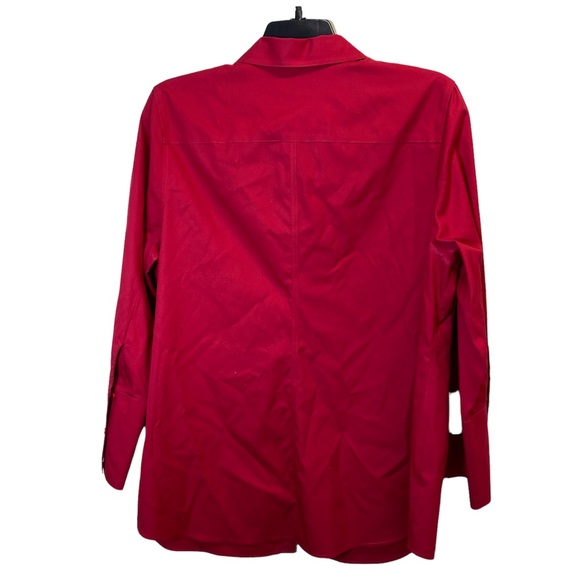 CHICO’S RED NO-IRON SATEEN LONG SLEEVE SHIRT - Picture 11 of 16